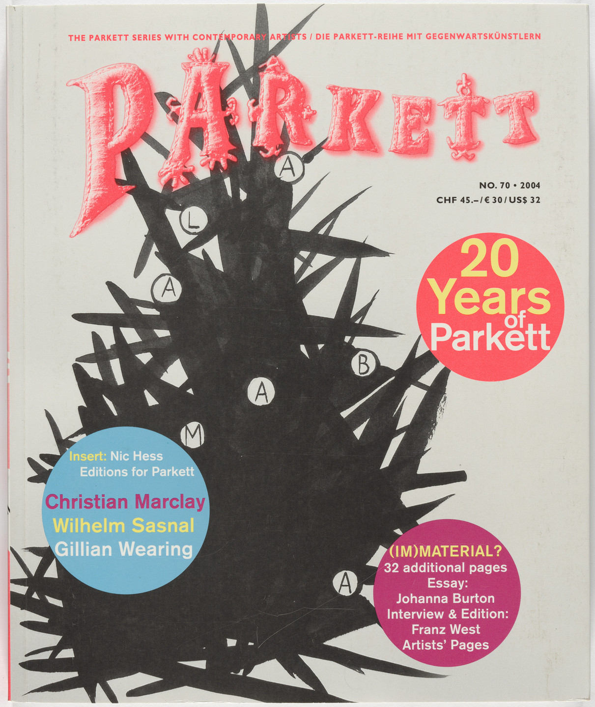 Christian Marclay, Wilhelm Sasnal, Gillian Wearing, Franz West, Various Artists. Parkett no. 70. 2004