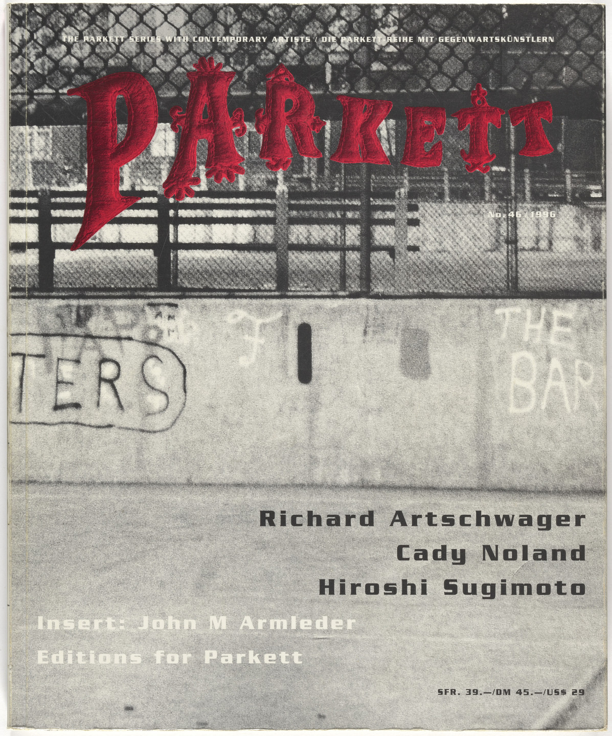 Richard Artschwager, Cady Noland, Hiroshi Sugimoto, John Armleder, Various Artists. Parkett no. 46. 1996