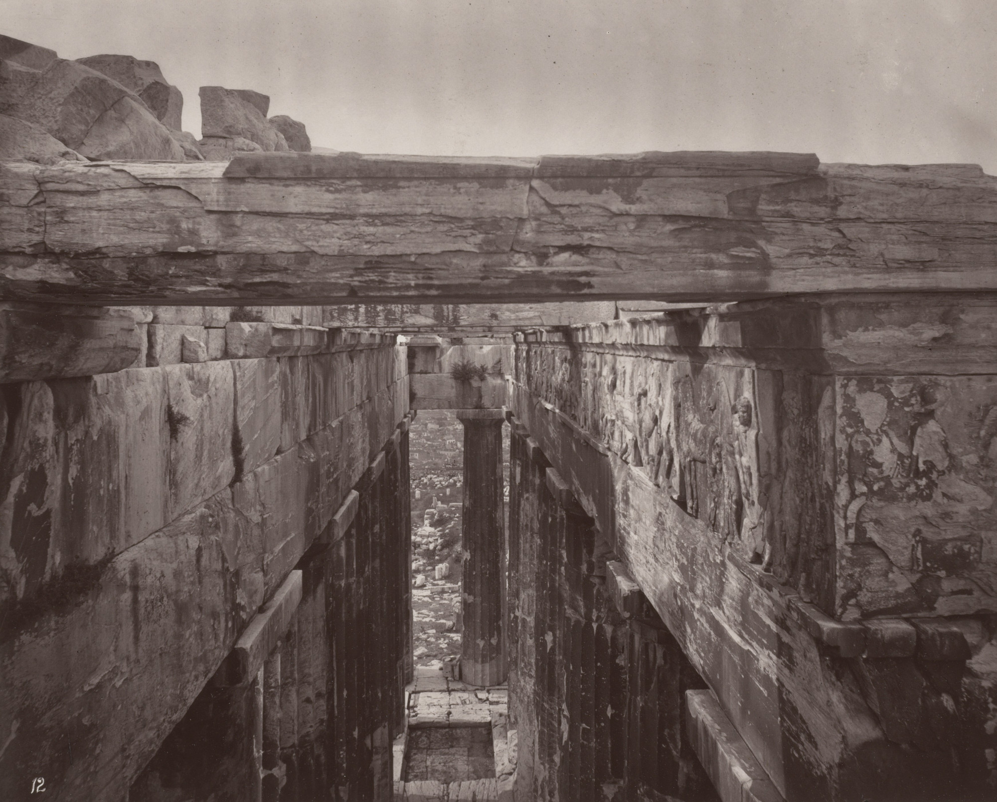 William James Stillman. Western Portico of the Parthenon, From Above, Showing the Frieze in Its Original Position