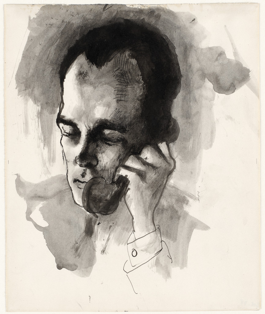 Monroe Wheeler at the Telephone, Pavel Tchelitchew, 1935, Ink on paper