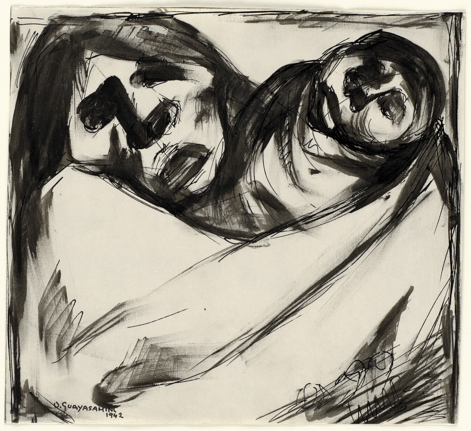 Oswaldo Guayasamín. Untitled (Study for Mother and Child). 1942