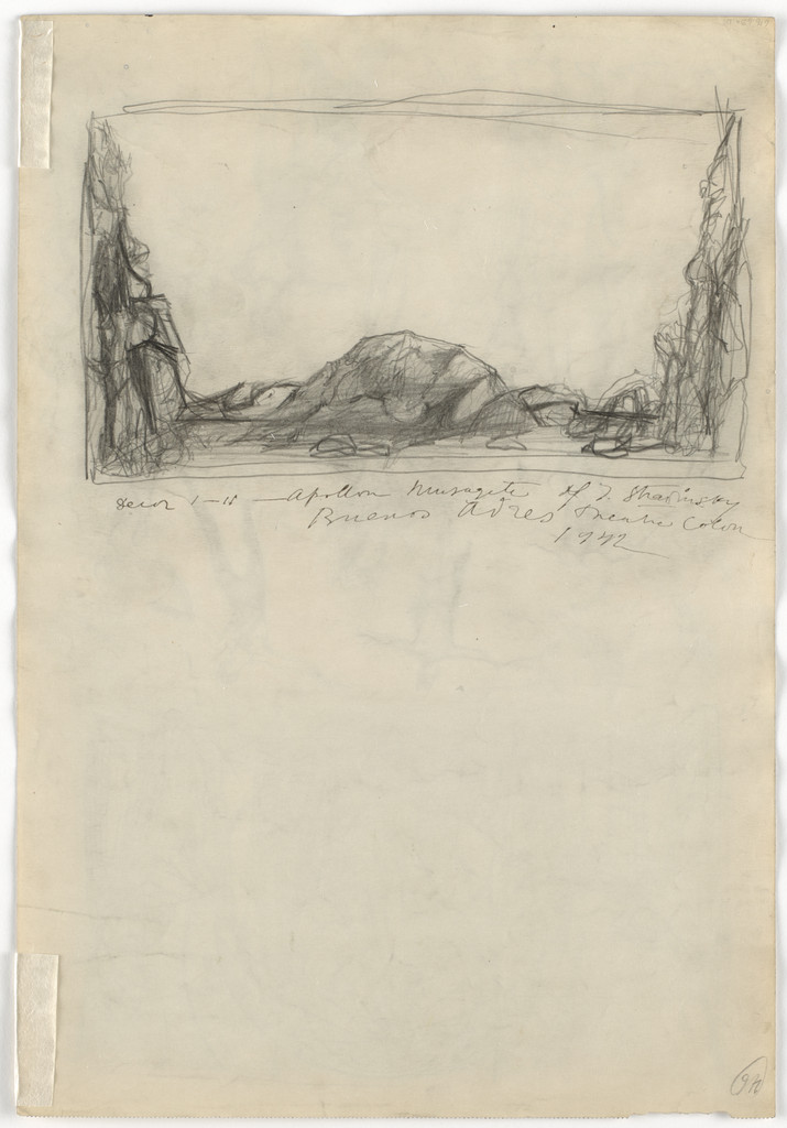 Set and costume designs for the ballet Mozart's Violin Concerto (Concierto de Mozart) and costume designs for the ballet Apollon Musagète