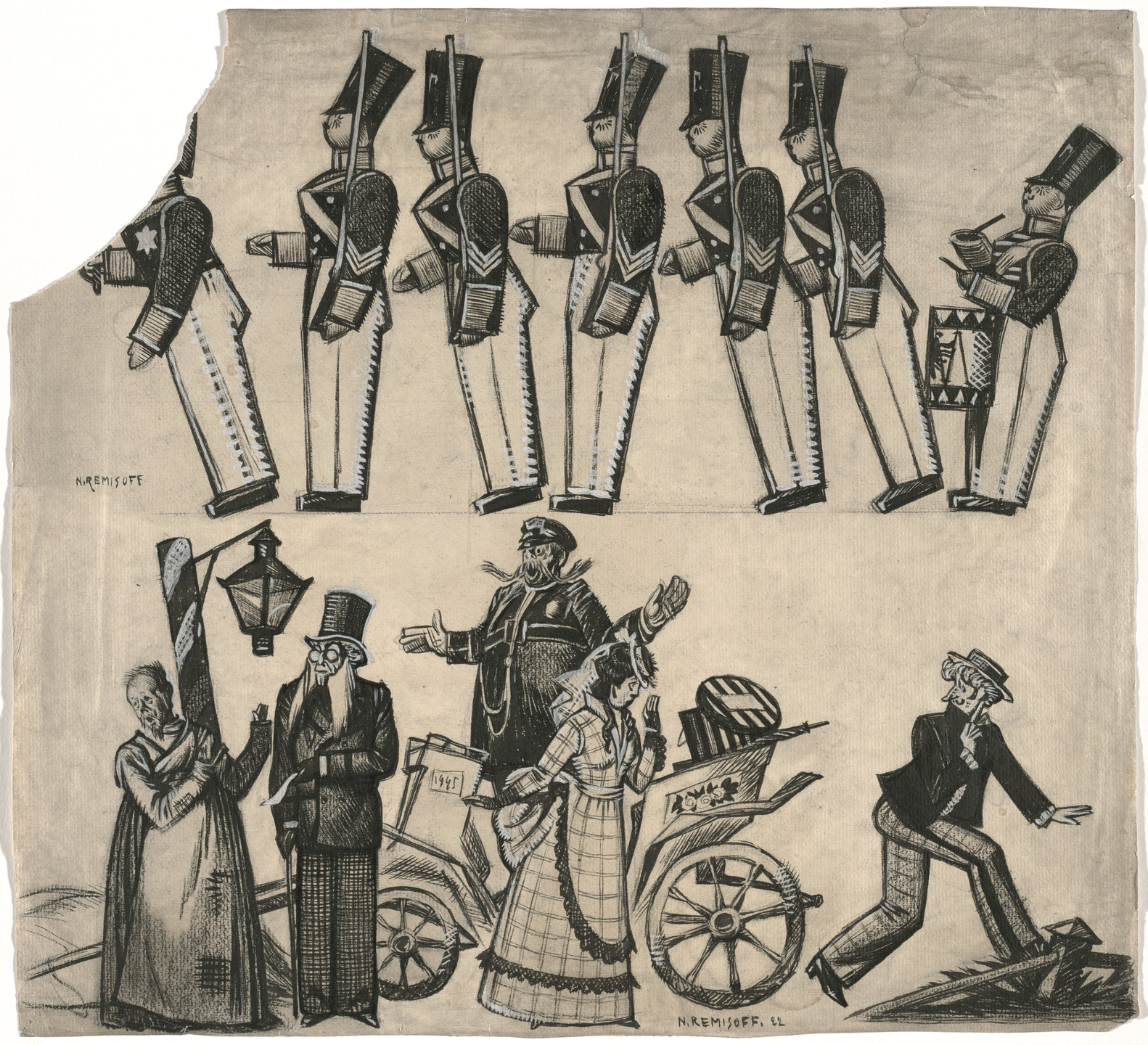 Nicolas Remisoff. Sketch for tableaux for a Théâtre de la Chauve-Souris production. 1922