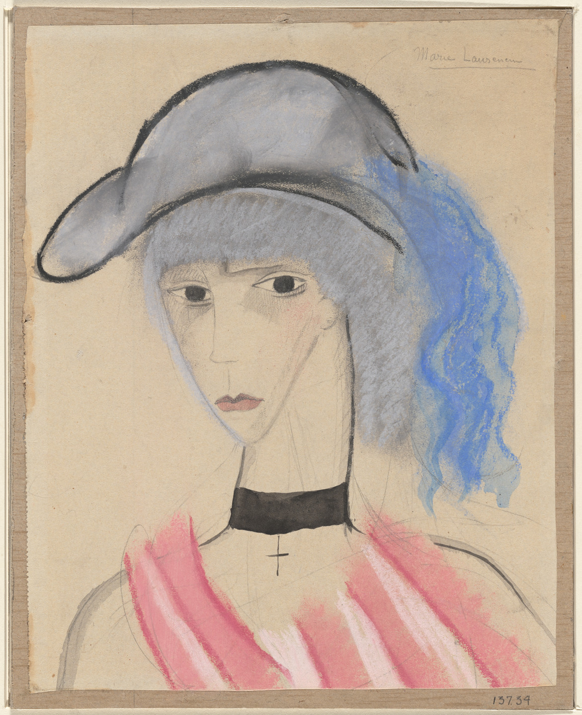 Marie Laurencin. The Blue Plume (Tête de femme avec une plume bleue). c. 1914