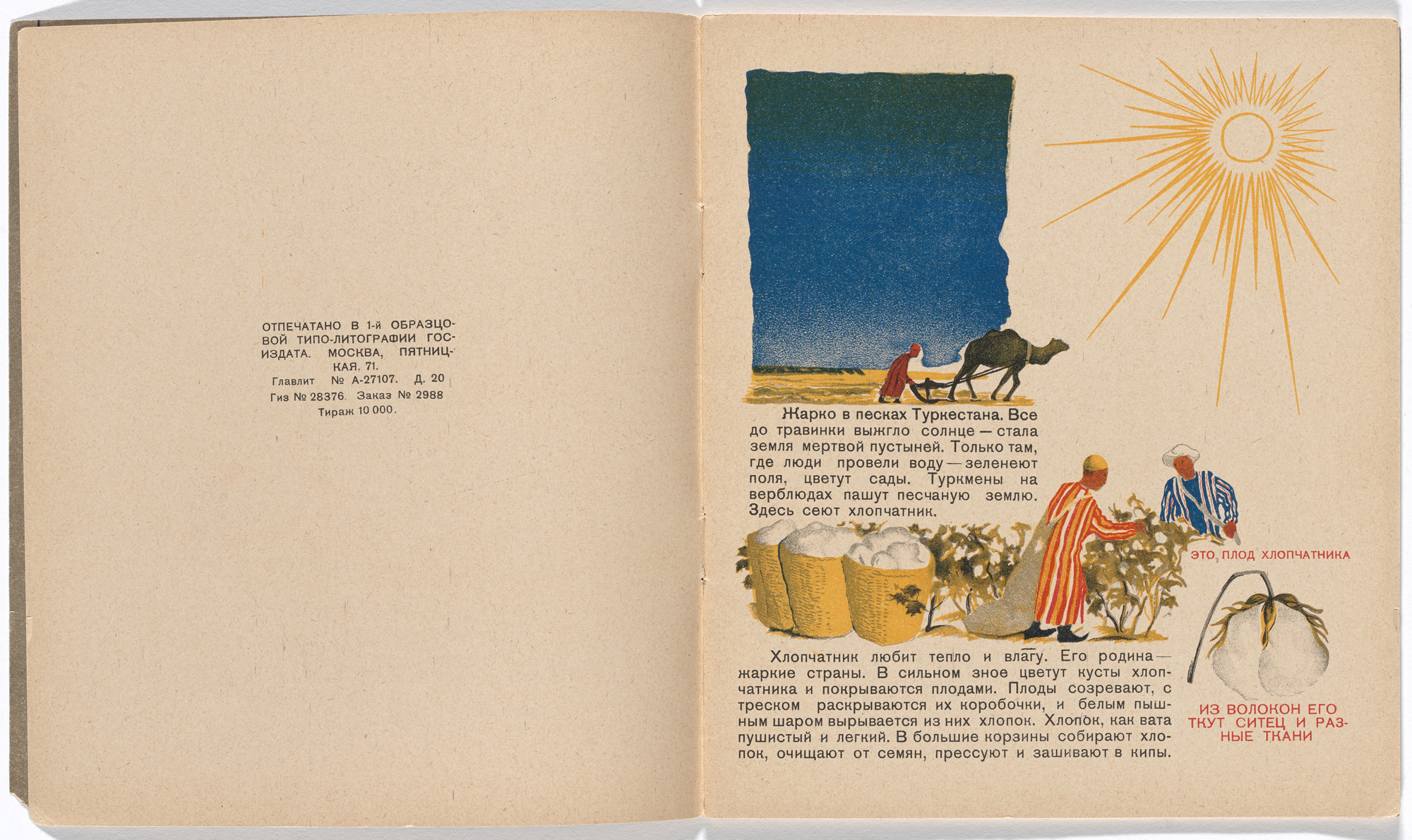 Olga Deineko, Nikolai Troshin. Kak khlopok sittsem stal (How Cotton Becomes Calico). 1929