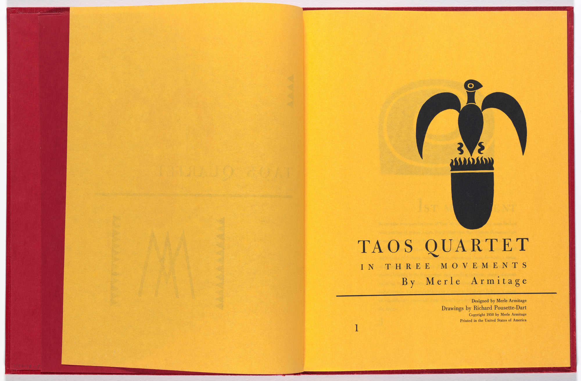 Richard Pousette-Dart. Title page from Taos Quartet in Three Movements by Merle Armitage. 1950