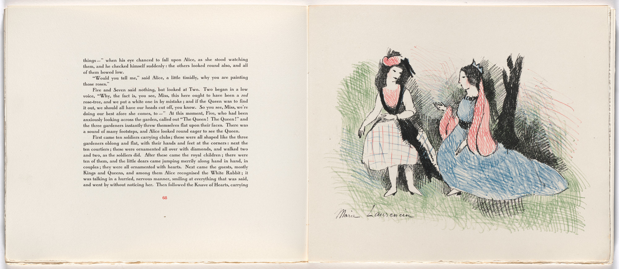 Marie Laurencin. "Can you play Croquet," said the Queen (plate, facing page 68) from Alice in Wonderland