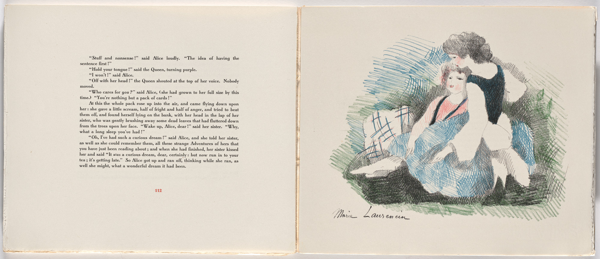 Marie Laurencin. "Wake up Alice," said her Sister (plate, facing page 112) from Alice in Wonderland