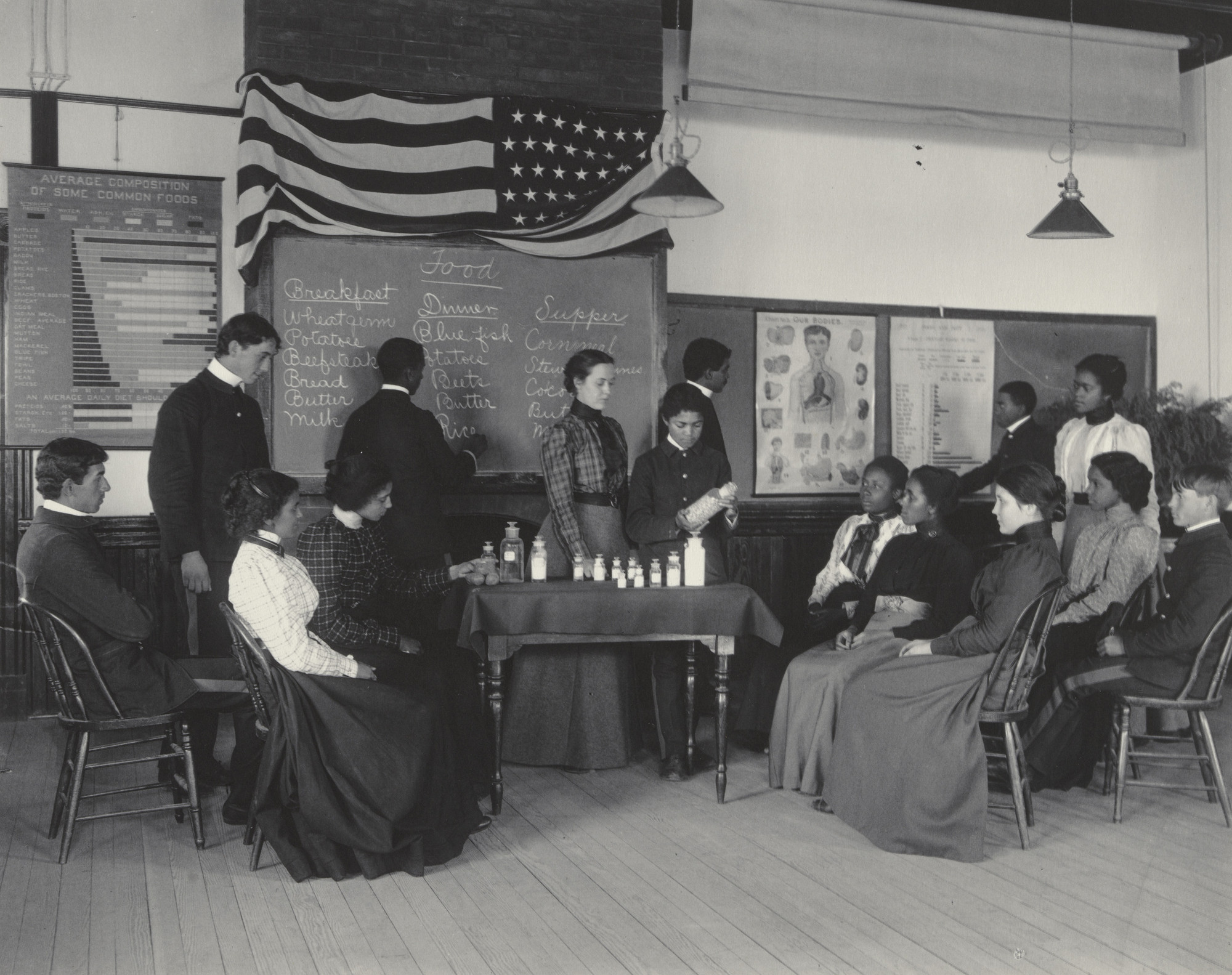 Frances Benjamin Johnston. Physiology. Class studying foods