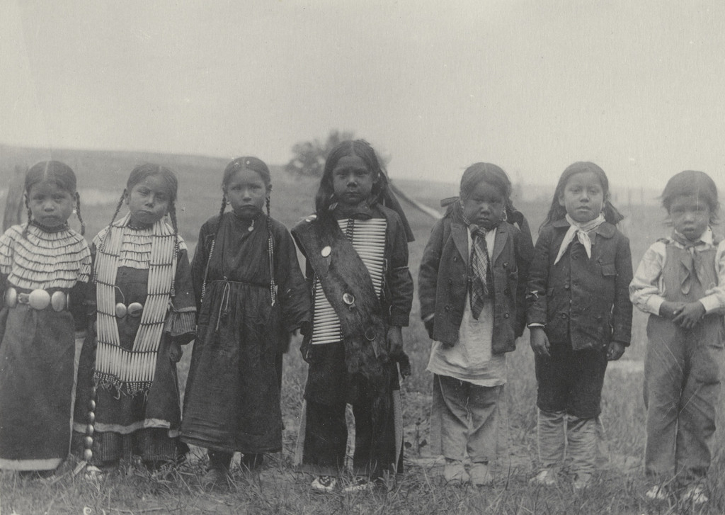 Seven little Sioux Indians. Children of uneducated parents