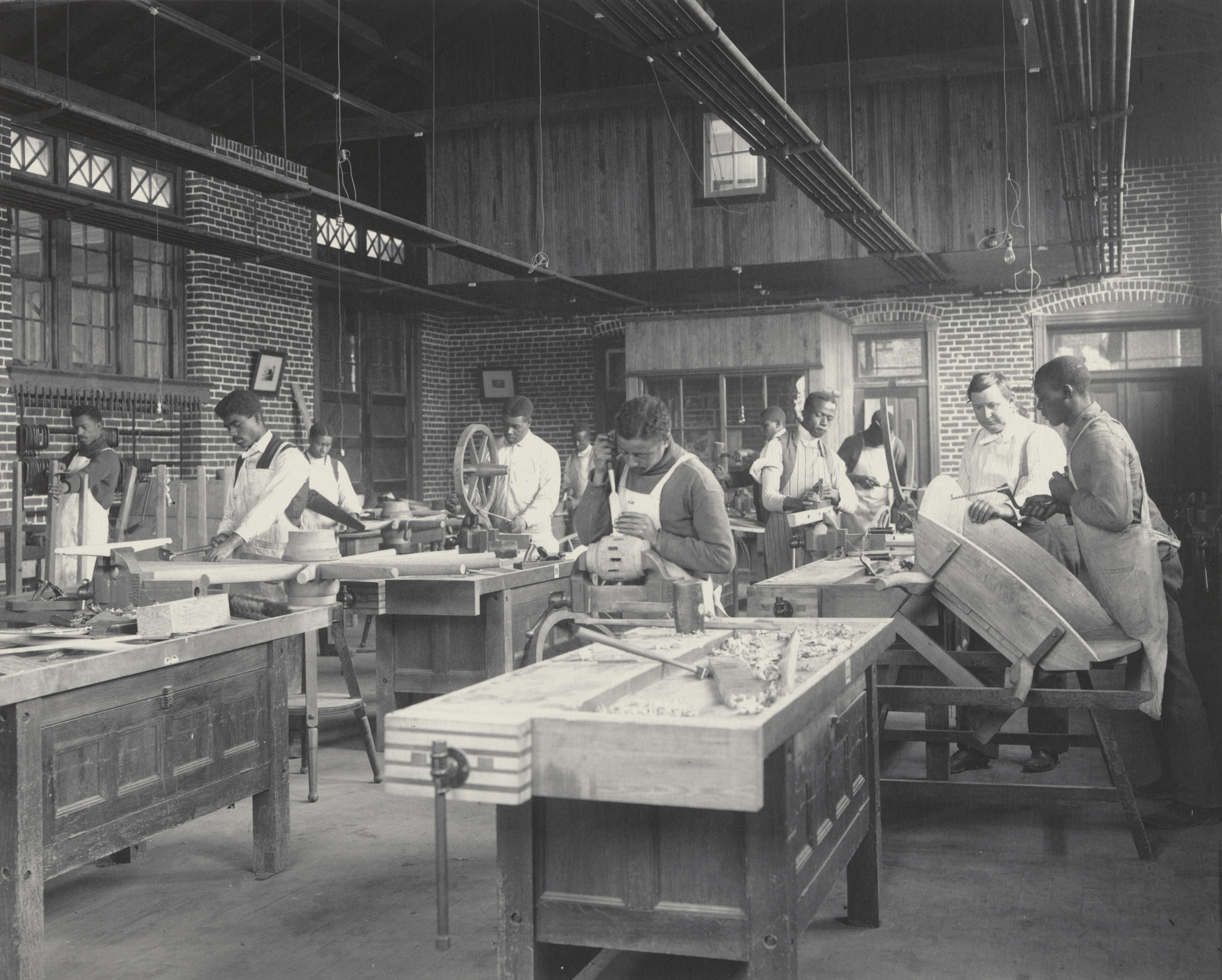 Frances Benjamin Johnston. Trade School. A corner of the wheelwright shop