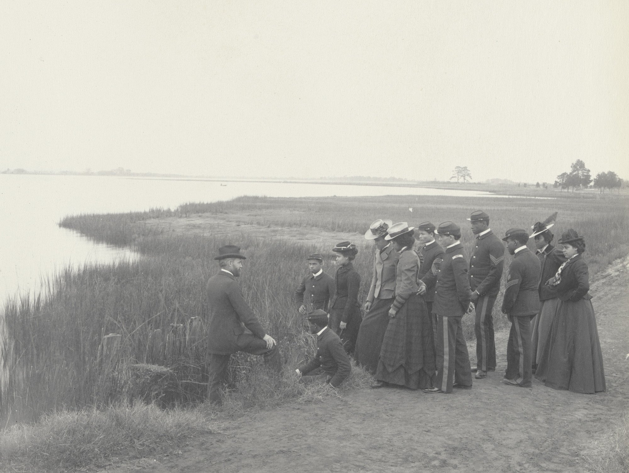 Frances Benjamin Johnston. Agriculture. Studying the marsh, or formation of soil by quiet water and plants