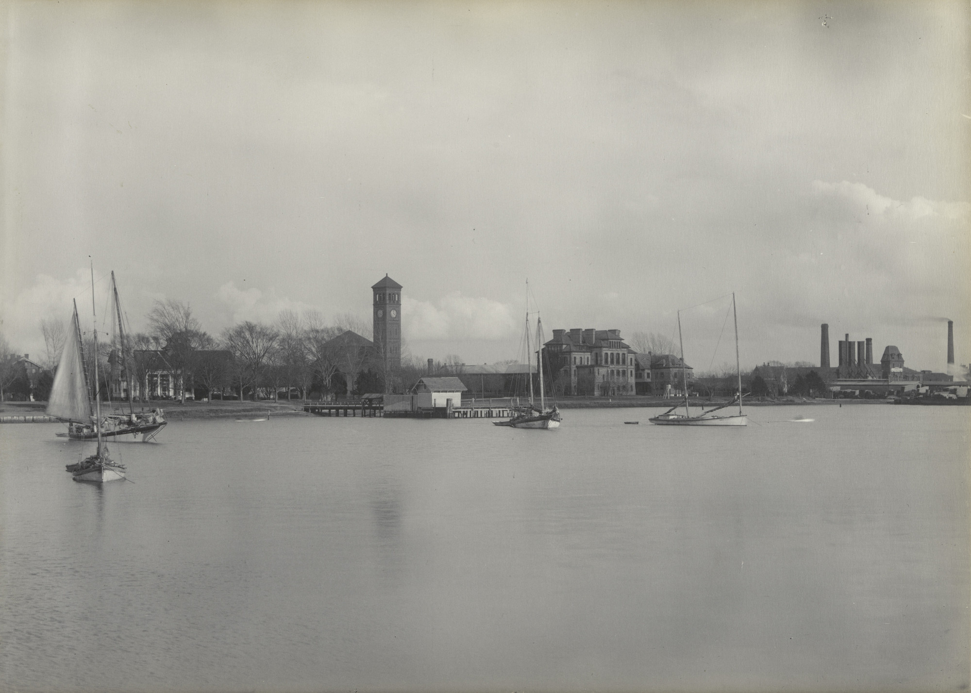 Frances Benjamin Johnston. Southern Water-Front. Mansion House. Memorial Church. Academic and Science Halls. Huntington Industrial Works. 1899-1900