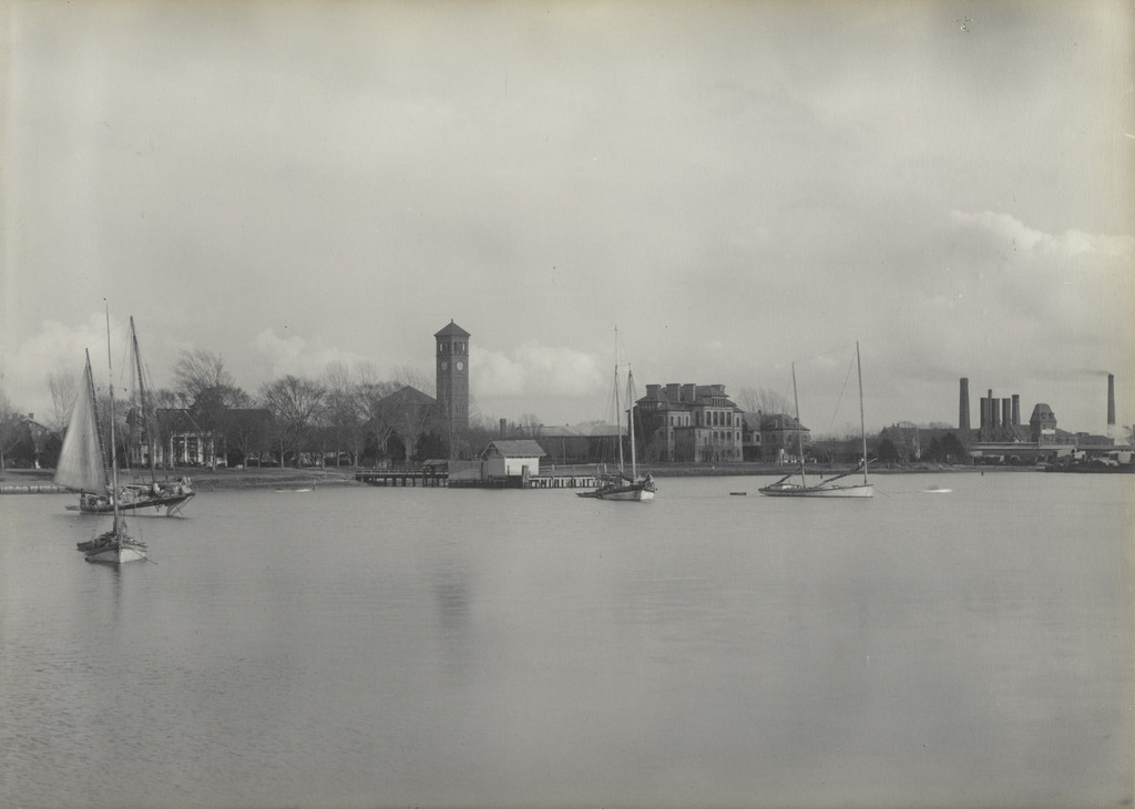 Southern Water-Front. Mansion House. Memorial Church. Academic and Science Halls. Huntington Industrial Works