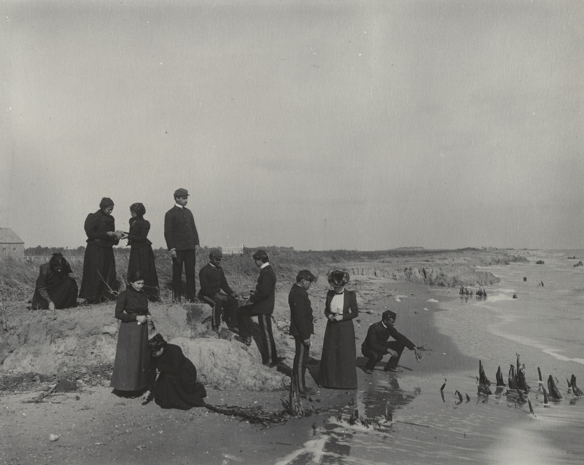 Frances Benjamin Johnston. Geography. Lesson on land formation on the beach at Old Point