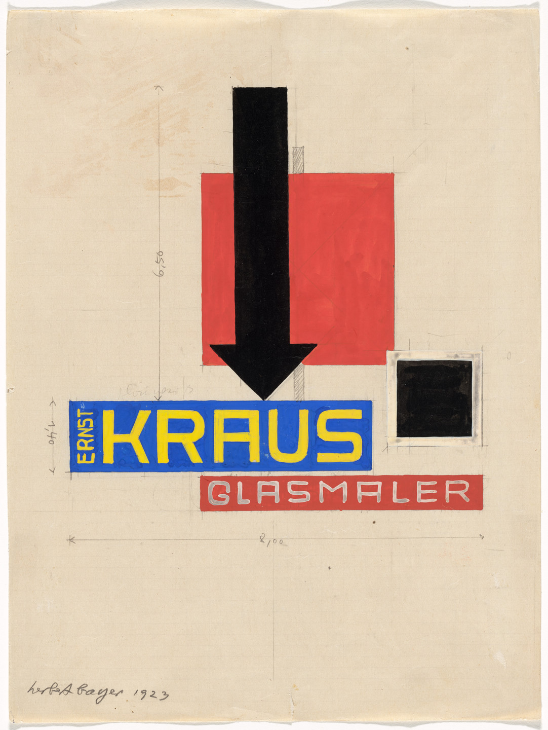 Herbert Bayer. Promotional design for glass painter Ernst Kraus. 1923