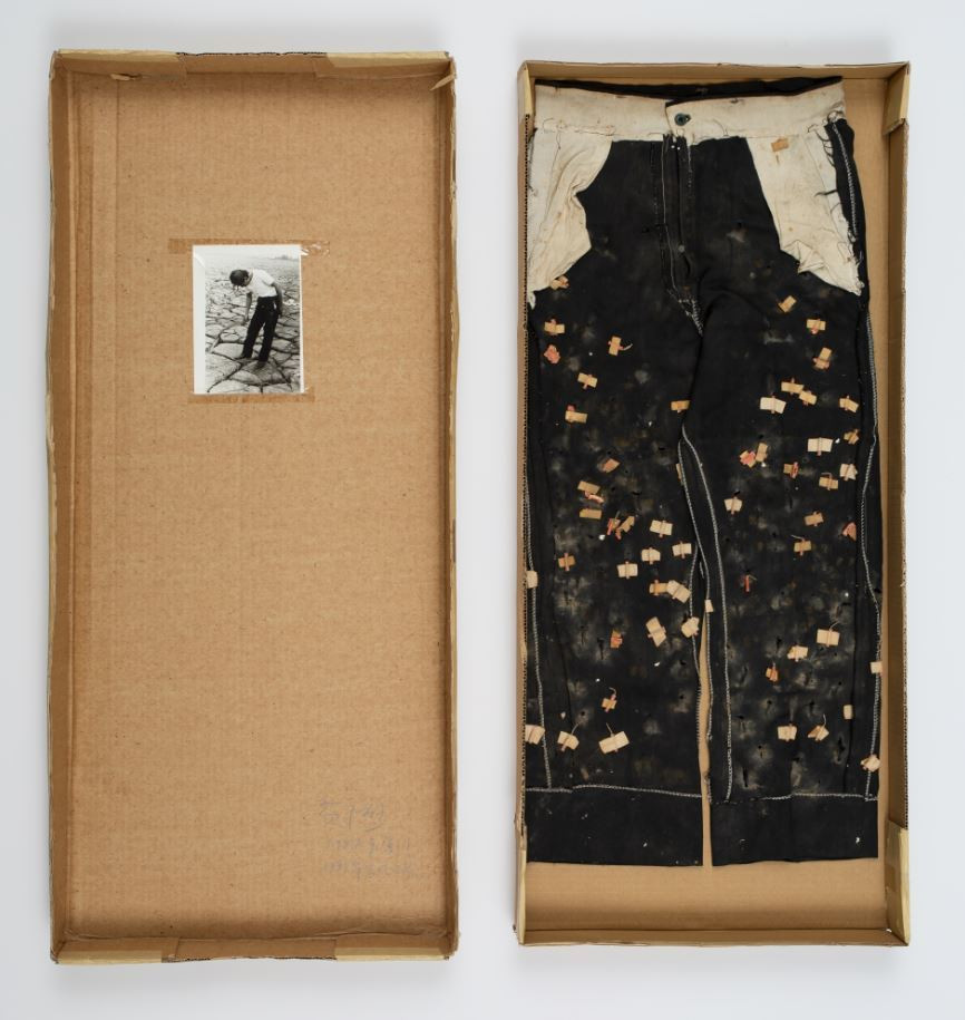 Huang Yong Ping. Trousers with Firecrackers. Xiamen 1987 (boxed in Paris 1999)