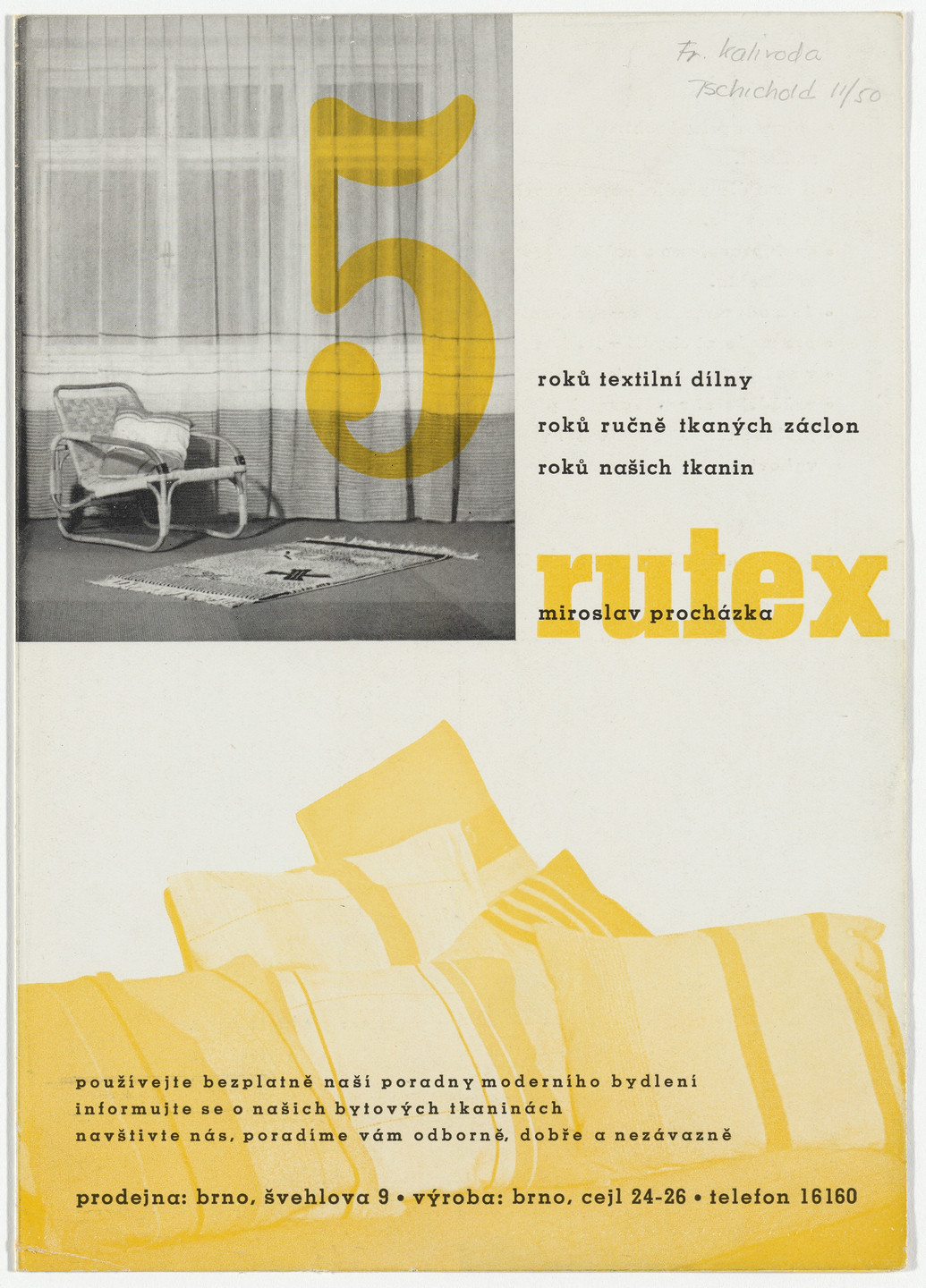 František Kalivoda. Rutex-Miroslav Prochazka (Brochure for carpeting). 1930s