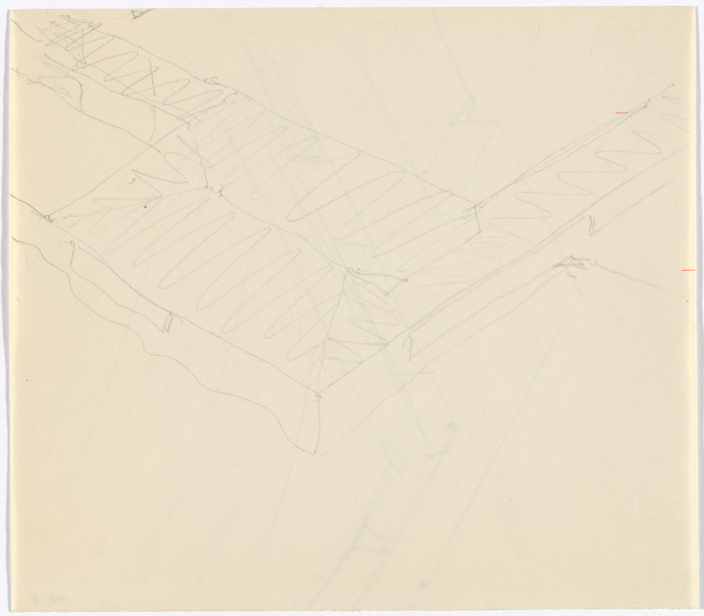 Mountain House Project, no intended site known (possibly Merano, South Tyrol, Italy) (Perspective sketch)