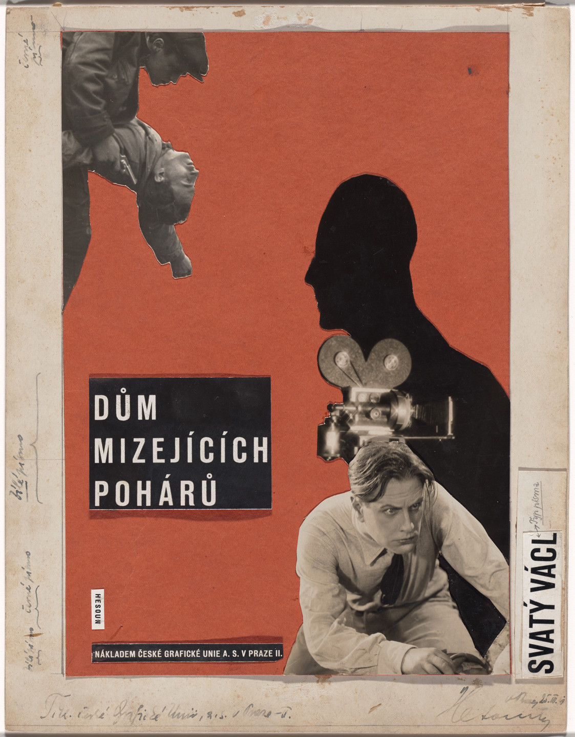 Josef Hesoun. Maquette for frontispiece of The House of the Vanishing Goblets (Dům mizejících pohárů) by Arlo Channing Edington and Carmen Ballen Edington. c. 1931