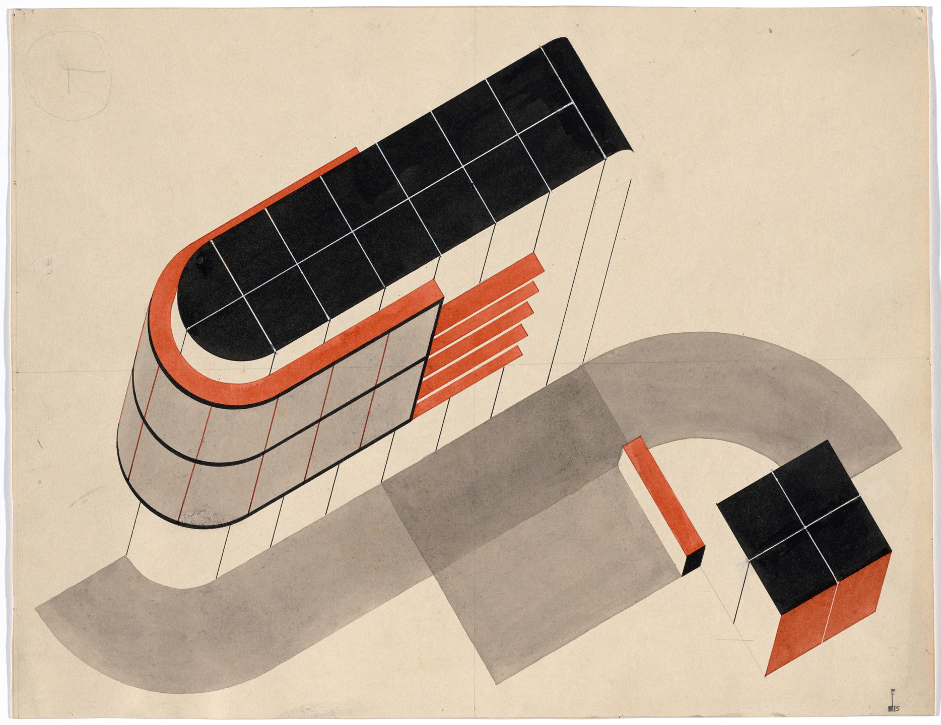 Fritz Schleifer. Untitled (study for building). 1925