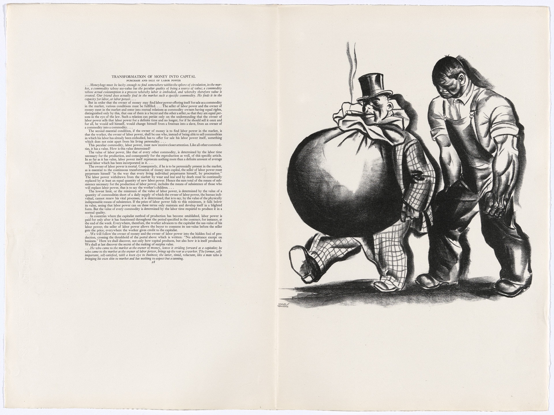 Hugo Gellert. Plate (folio 62) from &#39;Capital&#39; in Pictures. 1933