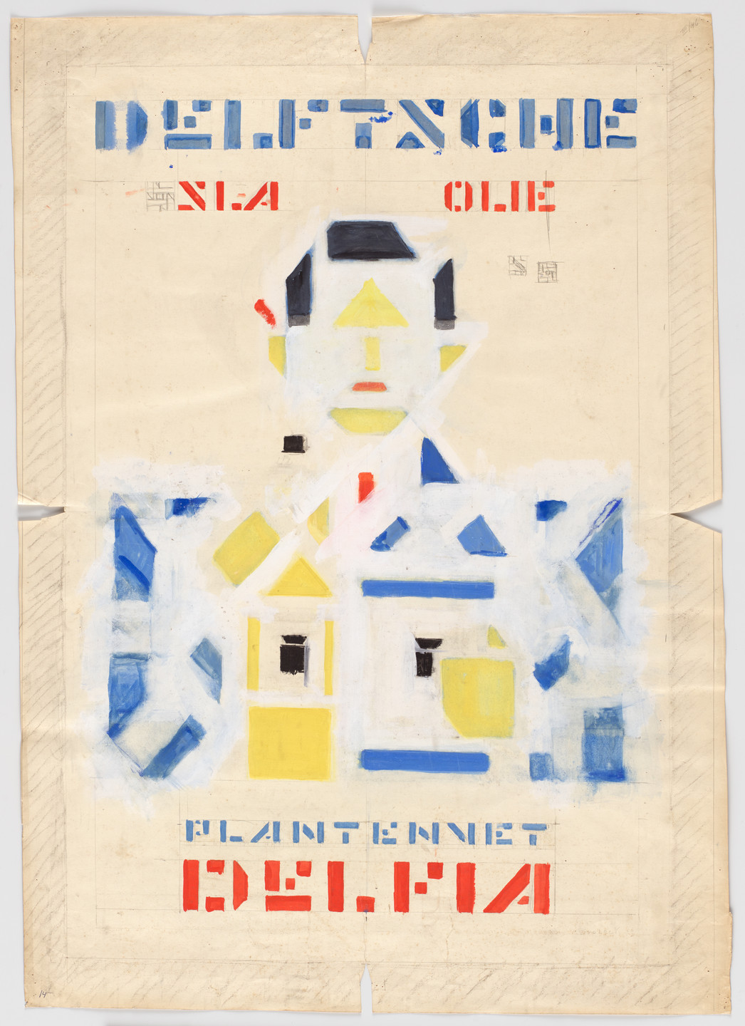 Bart van der Leck. Preliminary design for poster for Delft Salad Oil (Delftsche Slaolie). 1919