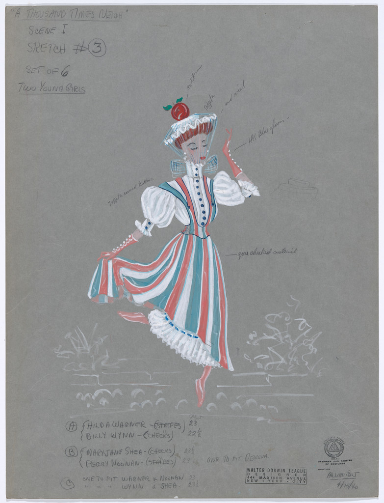 Two Young Girls. Costume design for the ballet A Thousand Times Neigh