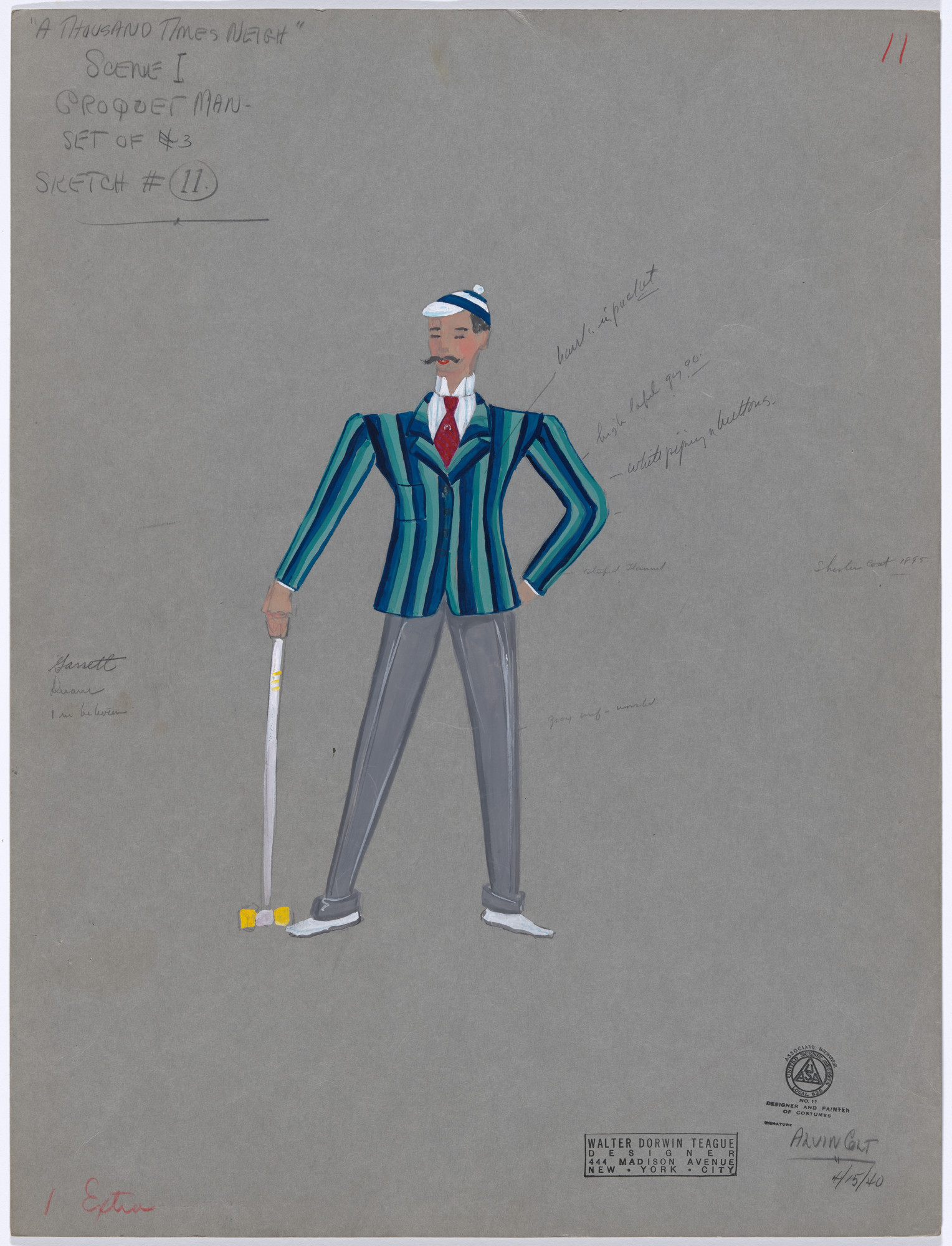 Alvin Colt. Croquet Man. Costume design for the ballet A Thousand Times Neigh