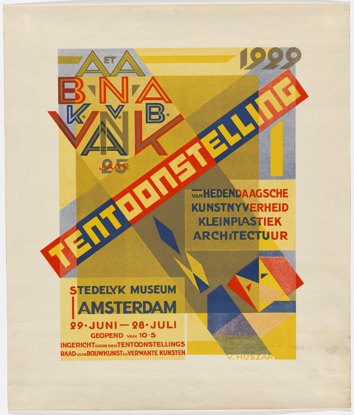 Vilmos Huszár. Poster for an exhibition of contemporary art, design, and architecture (Tentoonstelling van Hedendaagsche Kunstnyverheid, Kleinplastiek, Architectuur), Stedelijk Museum, Amsterdam. 1929