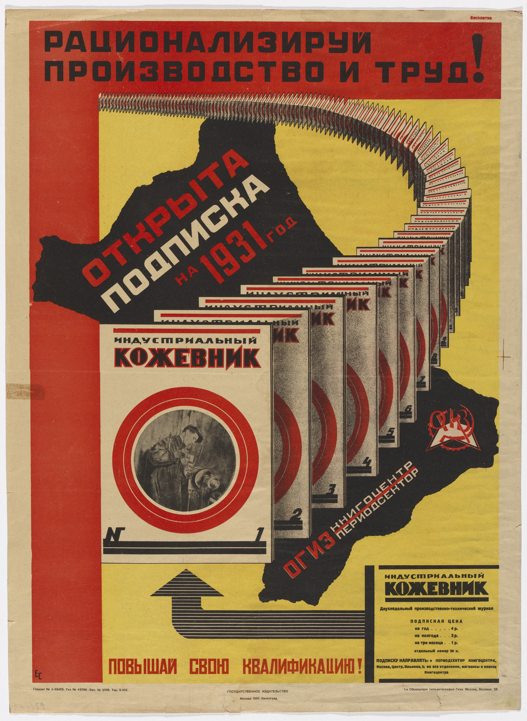 Elena Semenova. Poster for the magazine The Industrial Leatherworker (Industrial’nyi kozhevnik). 1930