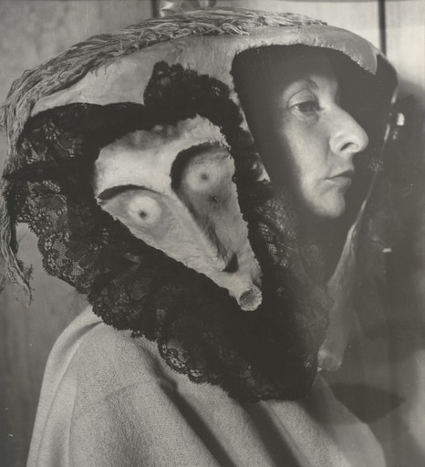 Kati Horna. Untitled (Remedios Varo wearing a mask by Leonora Carrington). 1962