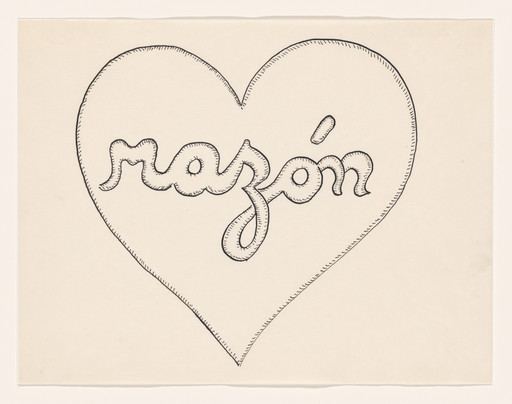 Cecilia Vicuña. Corazón con razón ( Heart with Reason ) from the series AMAzone Palabrarmas. 1978