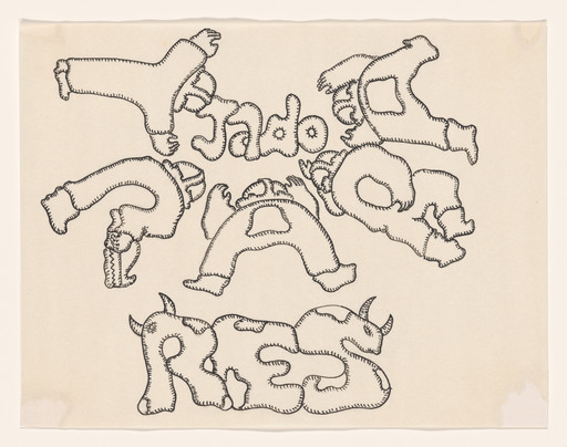 Cecilia Vicuña. Trabajadores: trabajan desde abajo (Workers: From Bottom Up) from the series AMAzone Palabrarmas. 1978