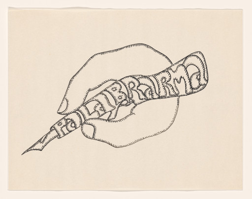 Cecilia Vicuña. Palabrarma: la palabra es el arma (Wordweapon: The Word Is the Weapon) from the series AMAzone Palabrarmas. 1978
