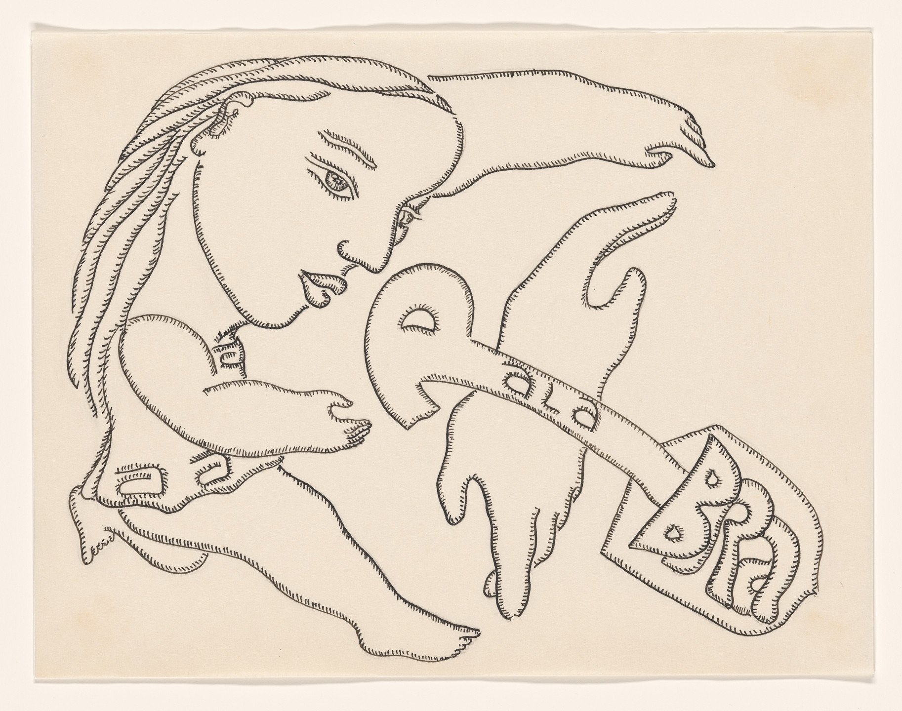 Cecilia Vicuña. Palabra abra pala con alas para abrir la realidad (Word Shovel with Wings Opens Up Reality) from the series AMAzone Palabrarma. 1978