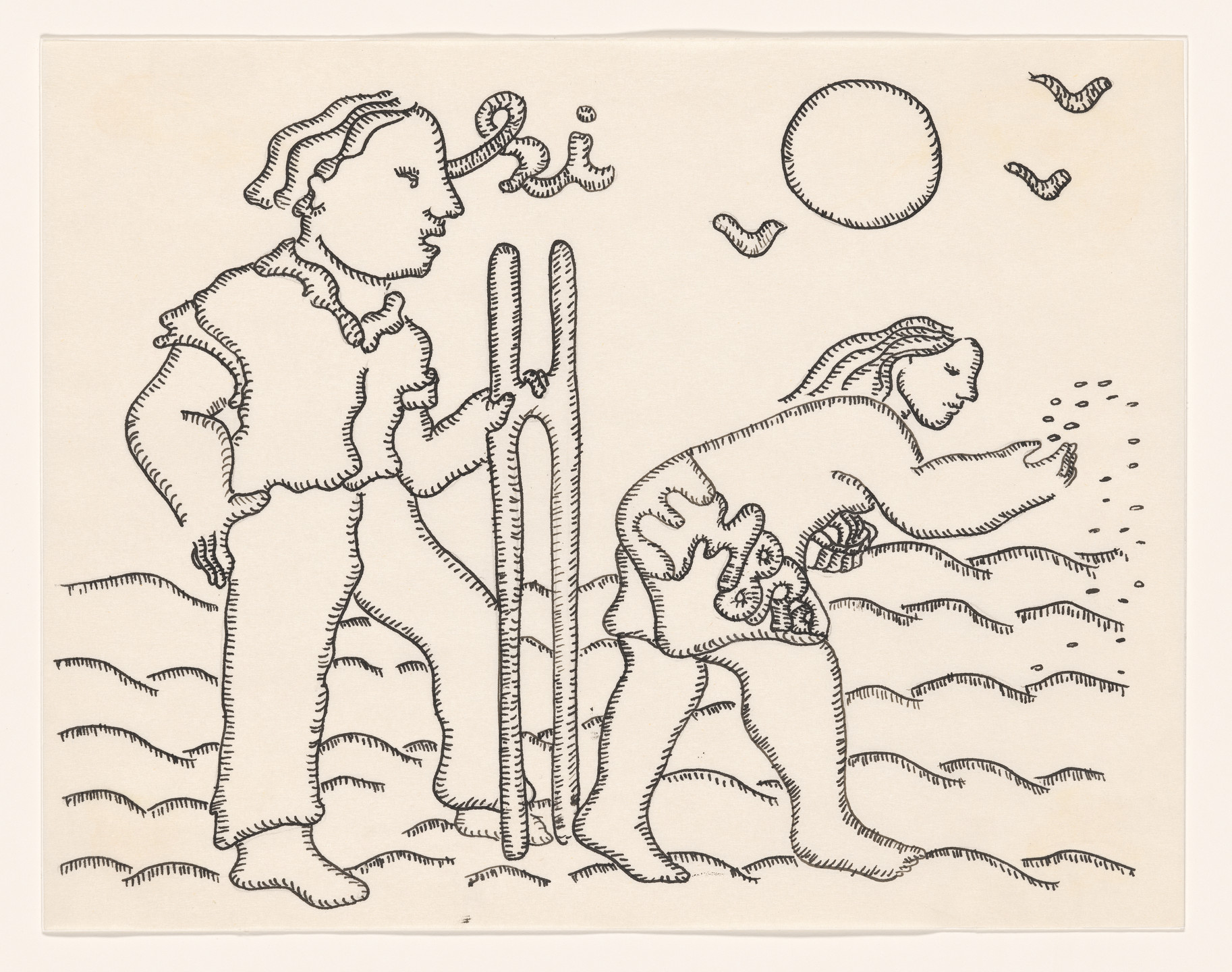 Cecilia Vicuña. Siembra: decirle sí a la hembra (Sowing Is Yes To Female) from the series AMAzone Palabrarmas. 1978