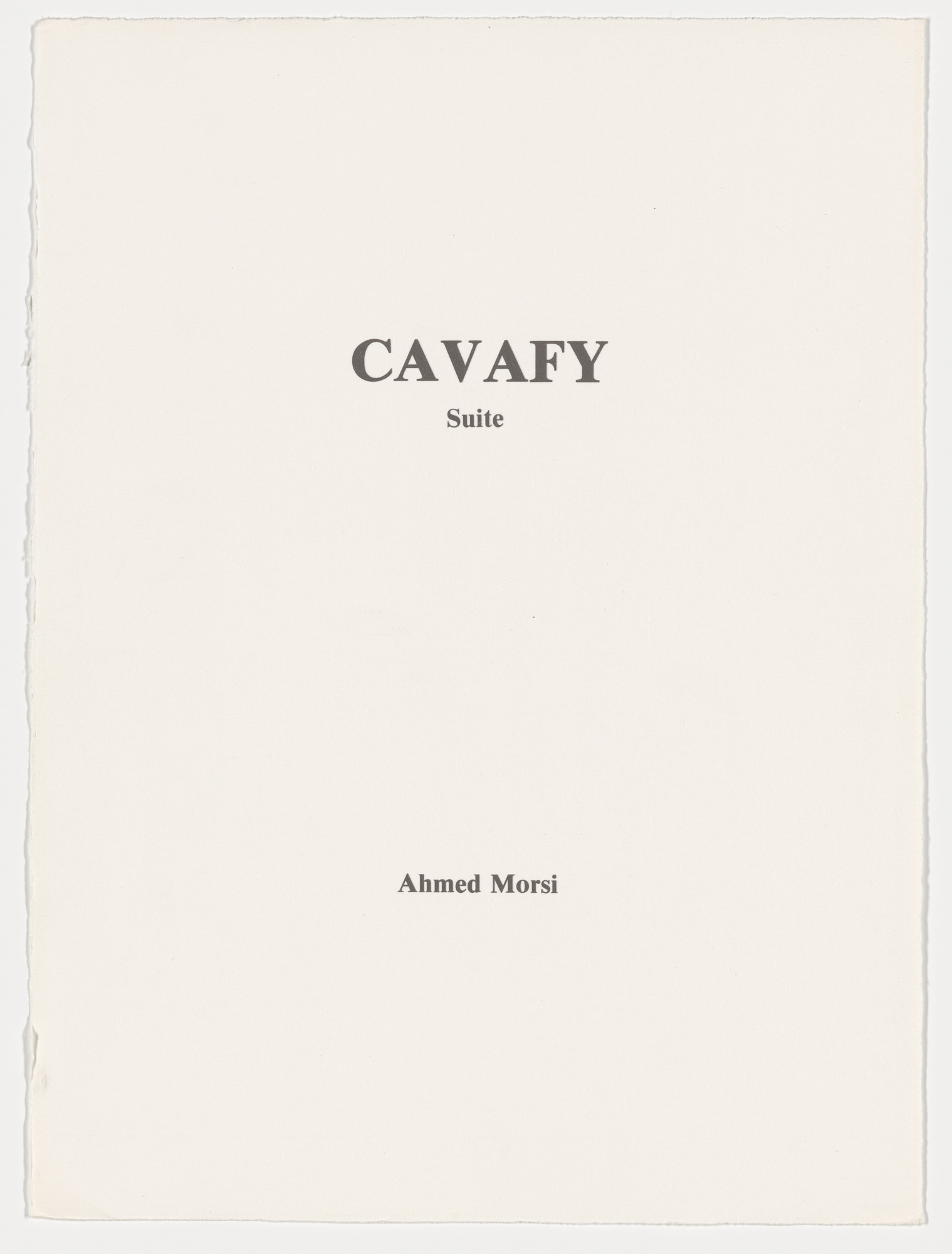 Ahmed Morsi. The Cavafy Suite