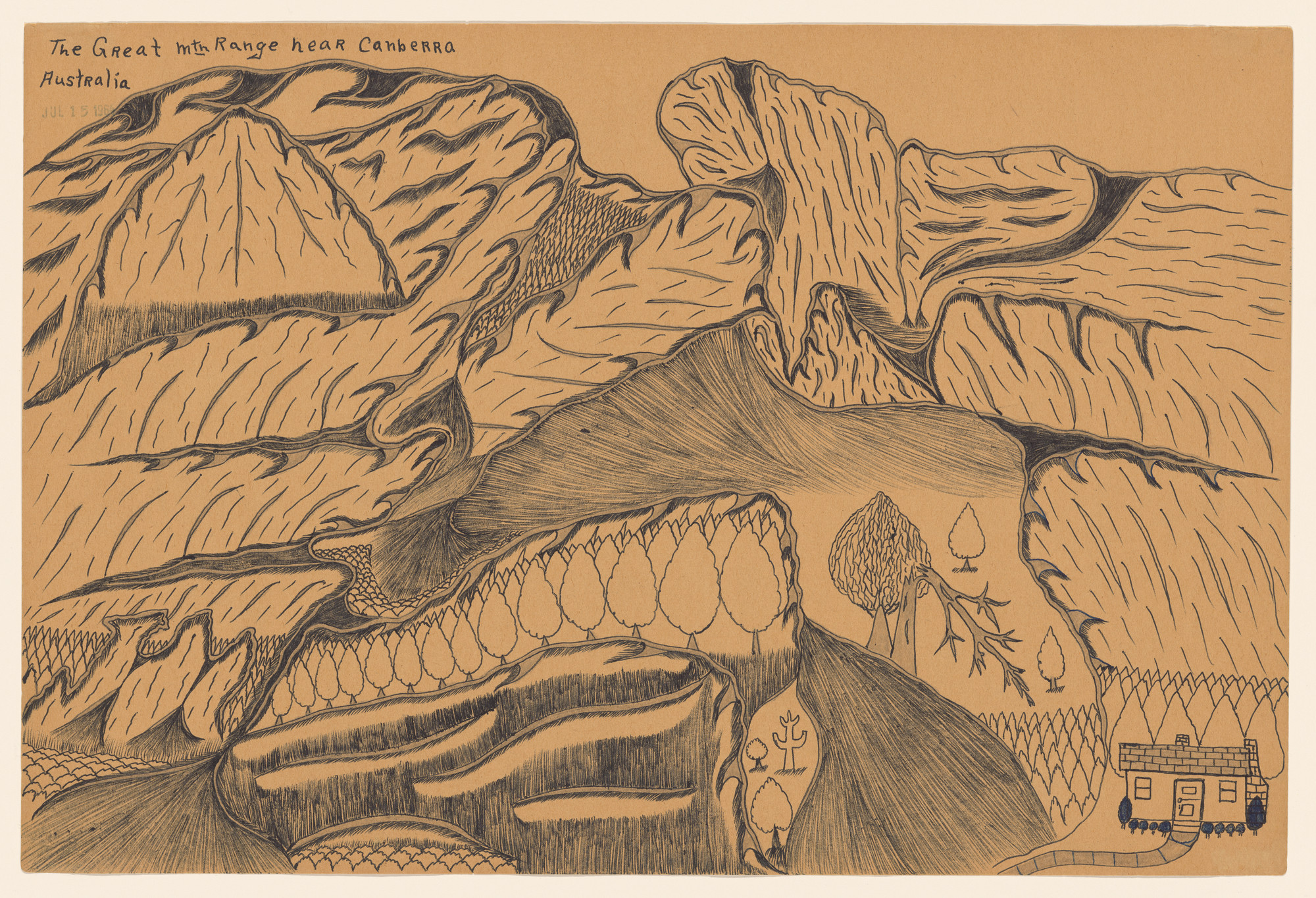Joseph E. Yoakum. The Great Mtn Range near Canberra Australia. stamped 1964