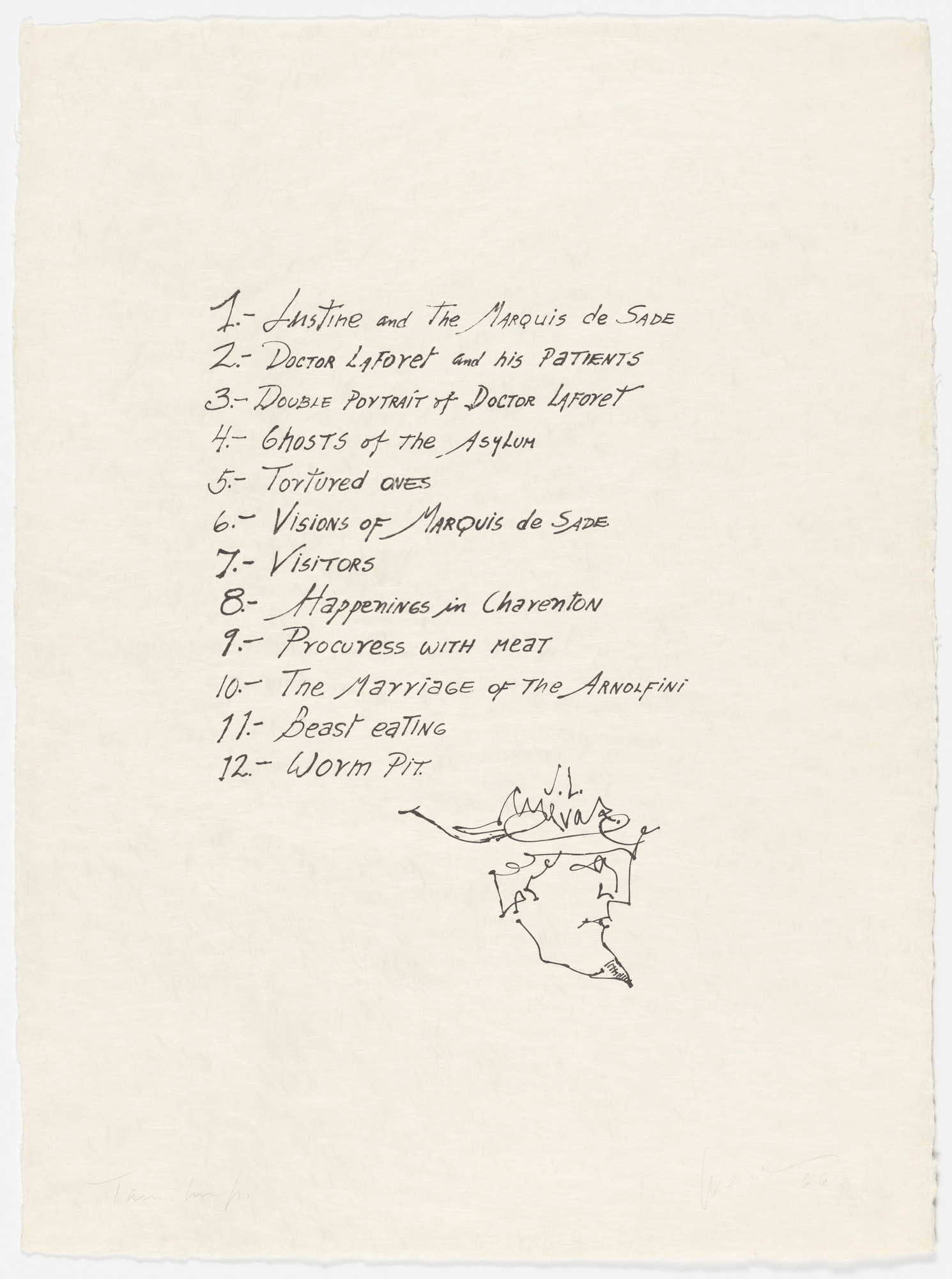 José Luis Cuevas. Table of contents from Charenton