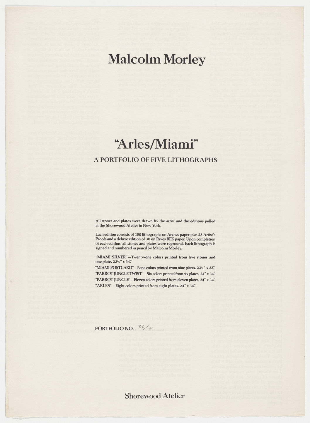 Malcolm Morley. Arles/Miami. 1973