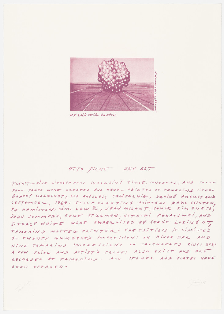 Colophon with California Grapes (Sky Art XXV) from the portfolio Sky Art