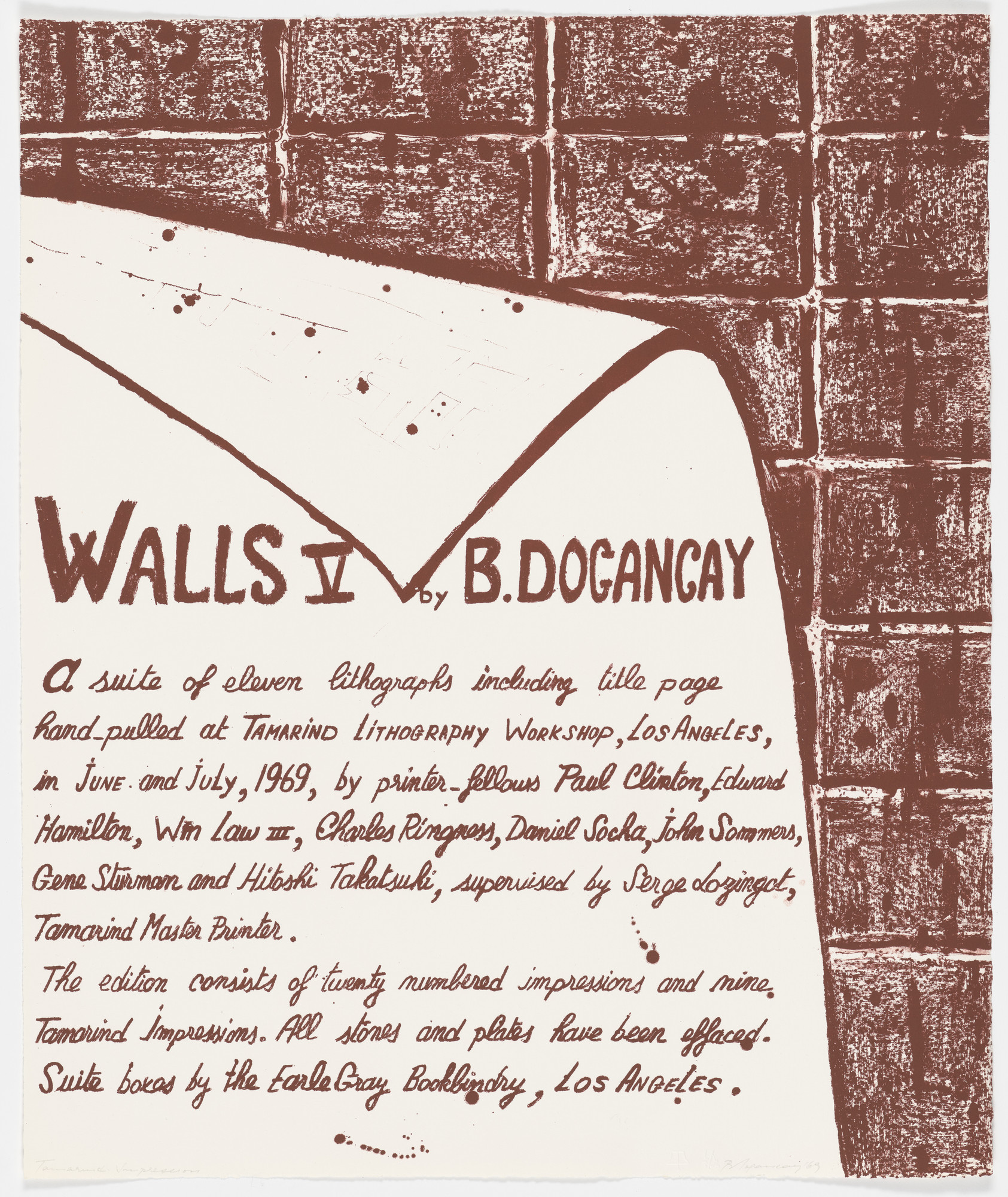 Burhan Dogancay. Untitled (colophon-title page) from Walls V