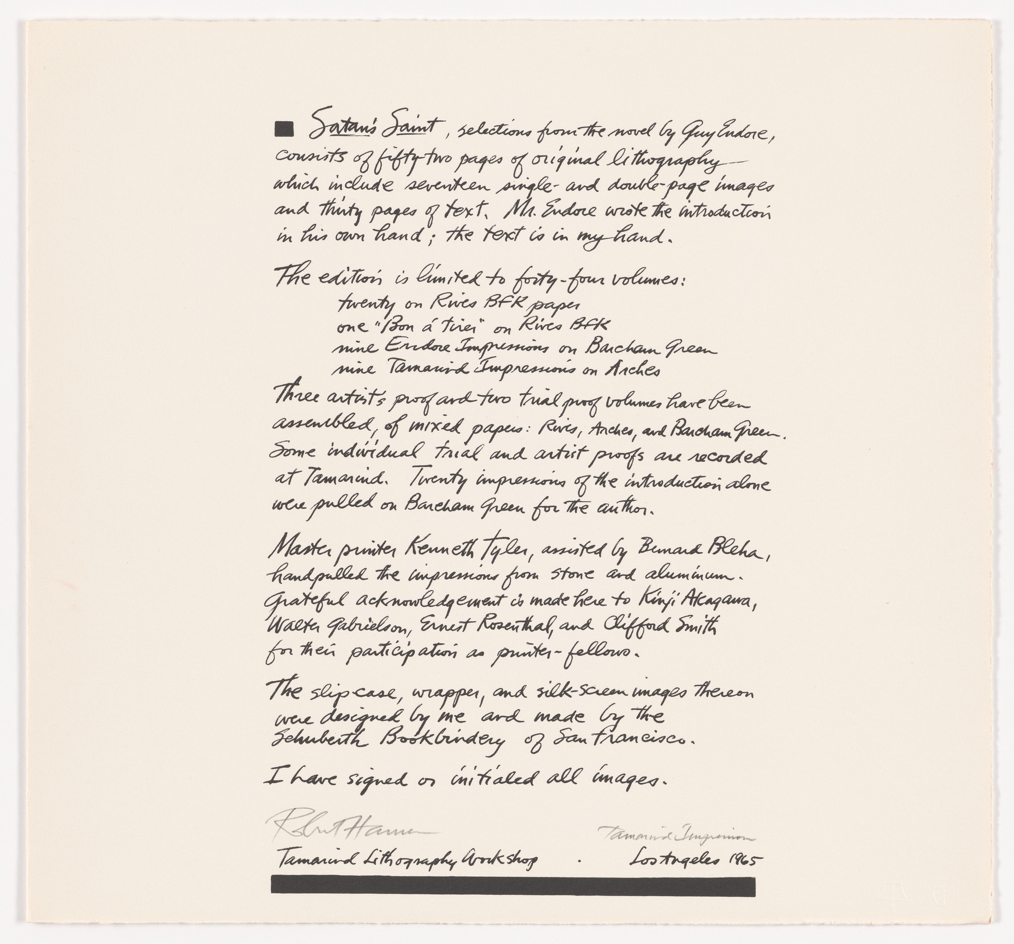 Robert Hansen. Plate (page 51) from Selections from Satan's Saint