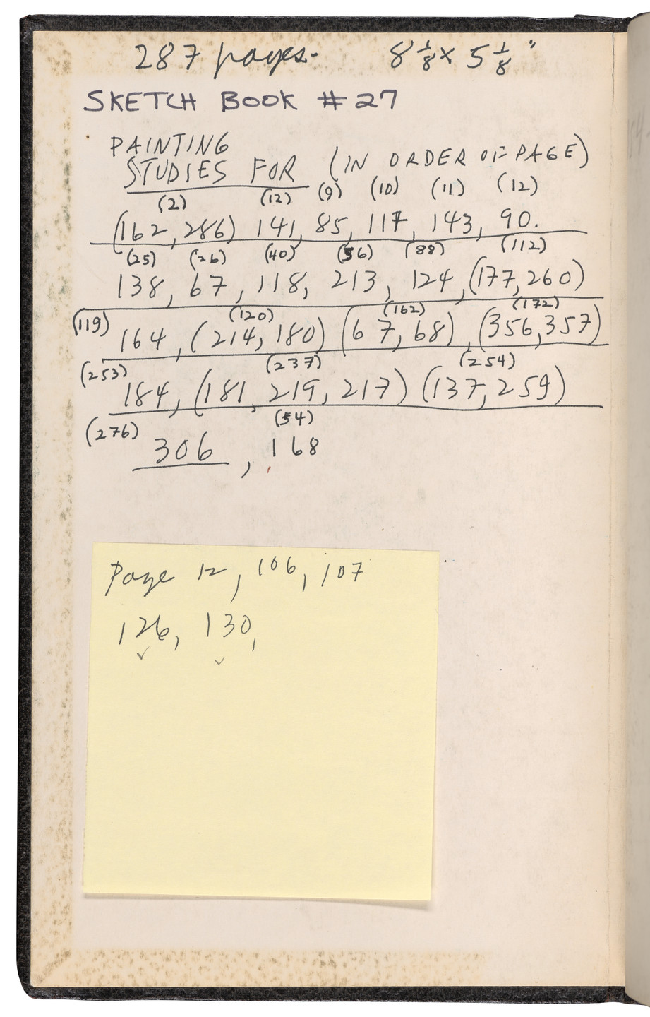 Ellsworth Kelly. Sketchbook #27, New York City. 1954-58