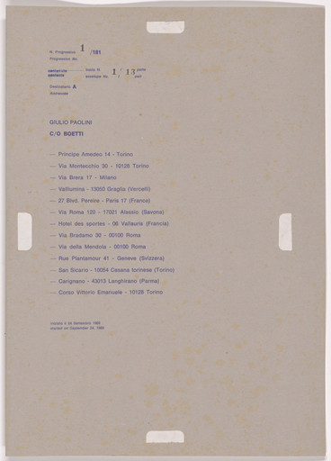 Progression No. 1 from Postal Dossier (Dossier postale)