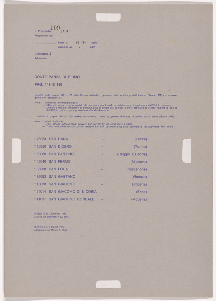 Postal Dossier (Dossier postale)