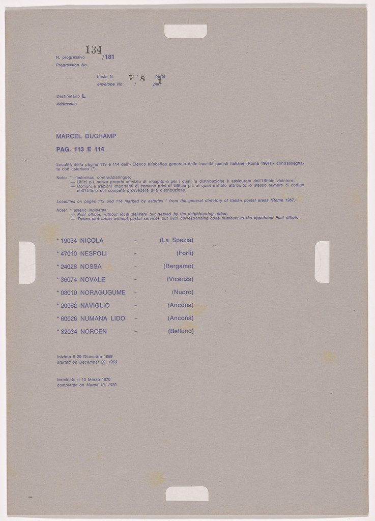 Postal Dossier (Dossier postale)
