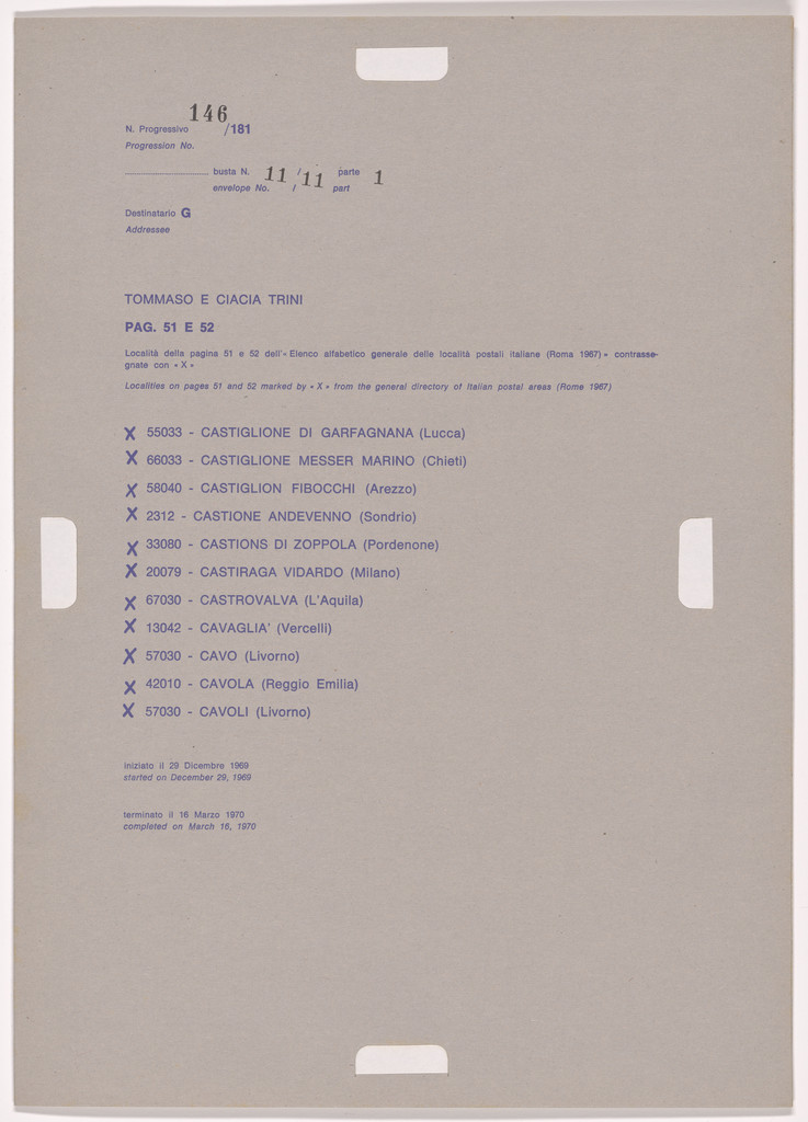 Postal Dossier (Dossier postale)
