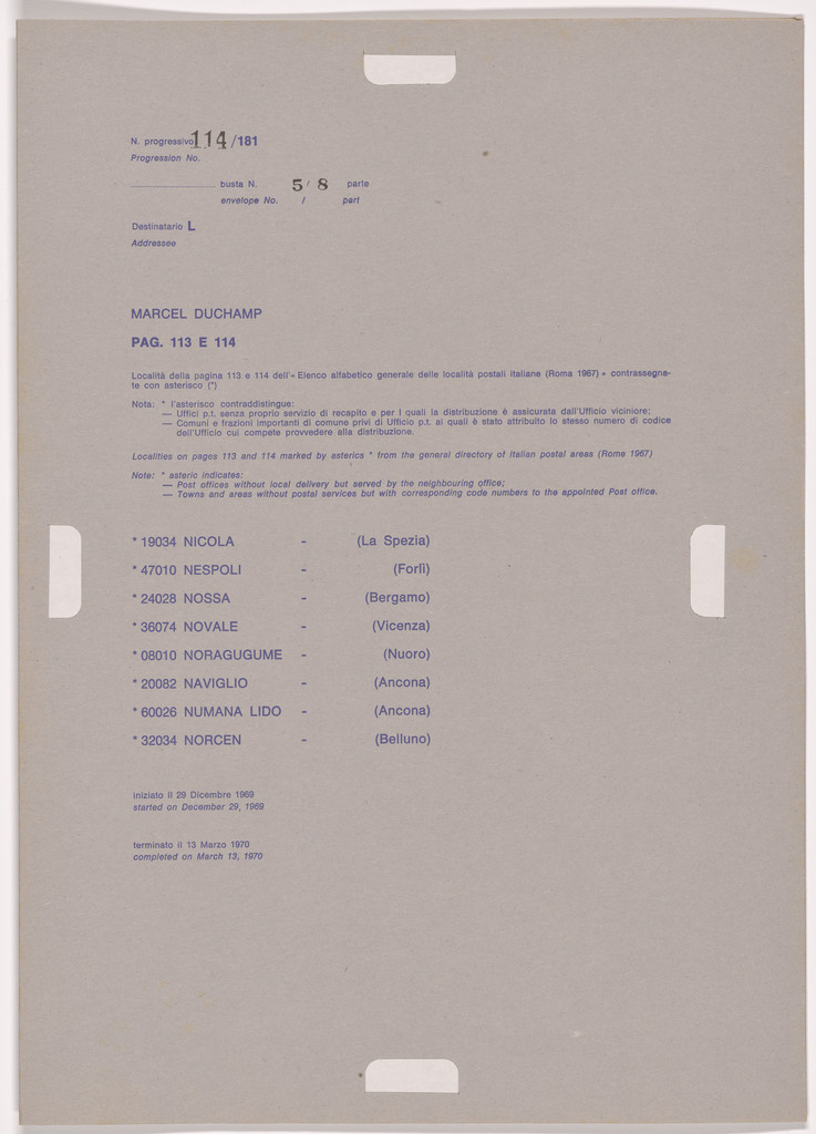 Postal Dossier (Dossier postale)